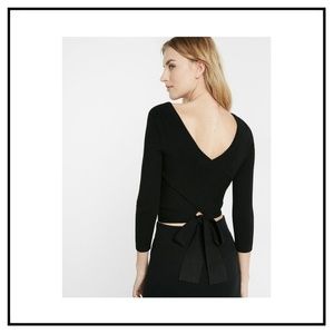 Express Cross Back Tie Sweater Black - S